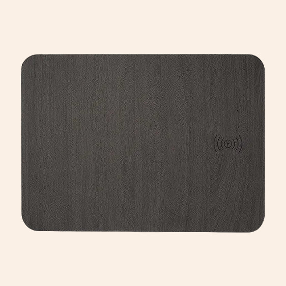 Tapis de souris sans fil et chargeur à motif bois