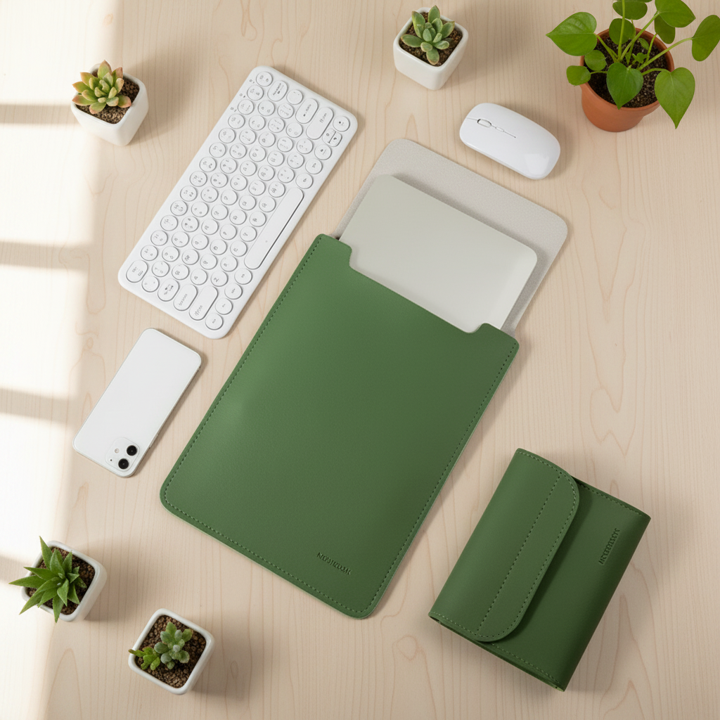 Housse pour ordinateur portable en cuir végétal